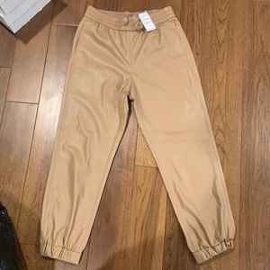 CAMI NYC Faux Leather Joggers in Latte